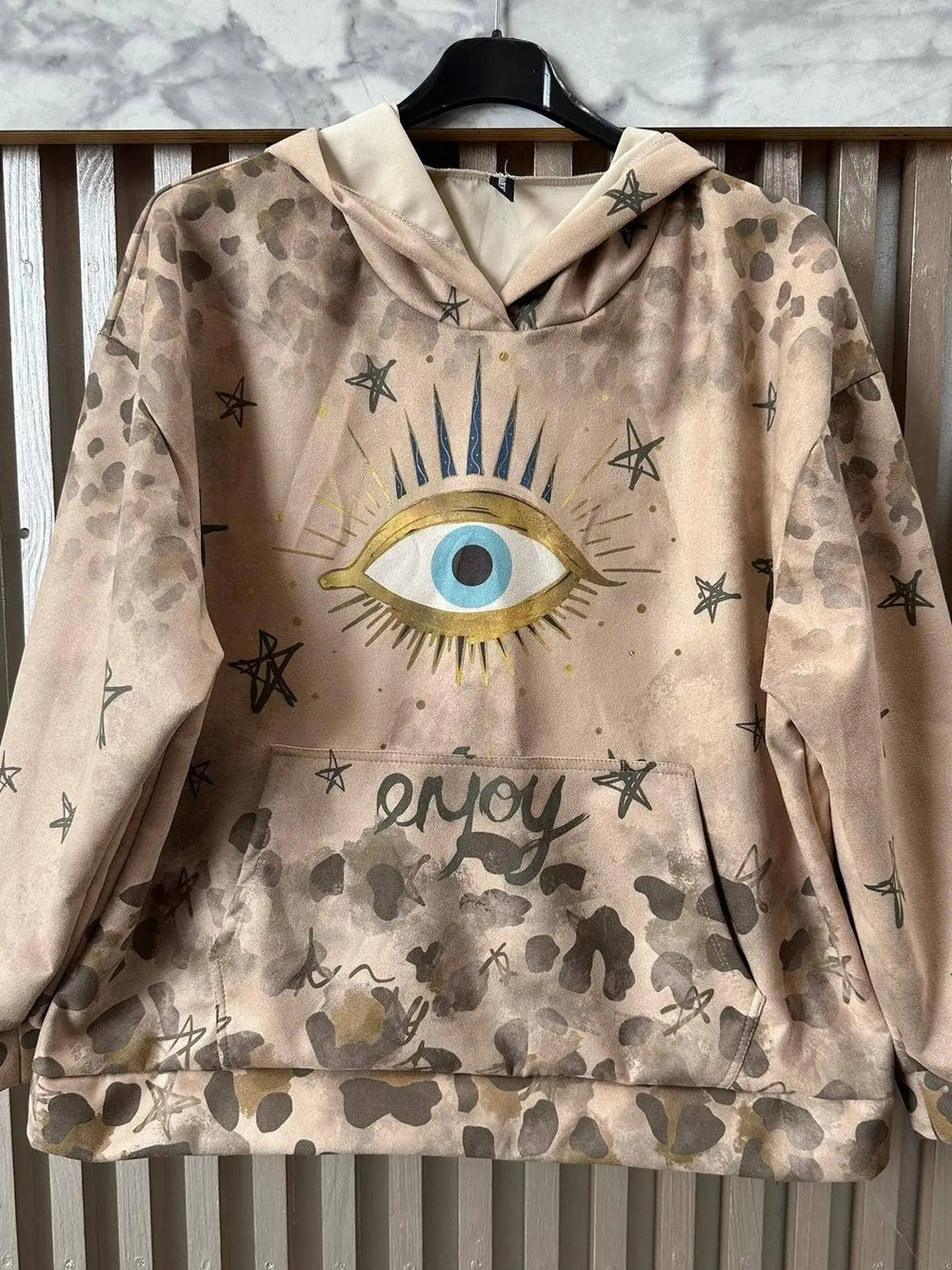 L899 | Loowie Dreamy Eye and Star Hoodie Sweatshirt | One Size S-L